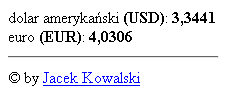 dolar amerykański (USD): 3.3441; euro (EUR): 4.0306